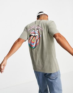 Oversized-футболка серого цвета с принтом "Rolling Stones" Topman-Серый