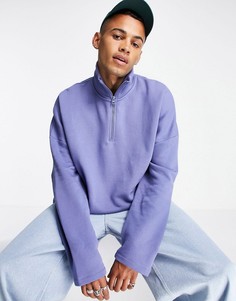 Голубой oversized-свитшот с короткой молнией от комплекта ASOS DESIGN