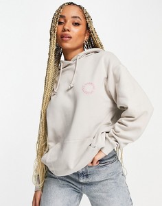 Бежевый худи в стиле oversized с розовым логотипом ASOS Weekend Collective-Светло-бежевый цвет