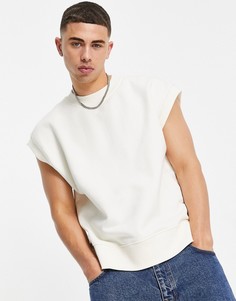Oversized-свитшот без рукавов цвета экрю Topman-Светло-бежевый цвет