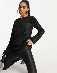 Черный удлиненный лонгслив ASOS DESIGN-Черный цвет