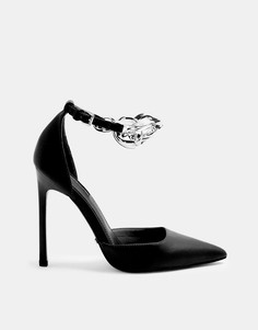 Черные туфли-лодочки на каблуке с цепочками Topshop-Черный цвет