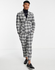 Свободные брюки серого цвета в клетку ASOS DESIGN-Серый