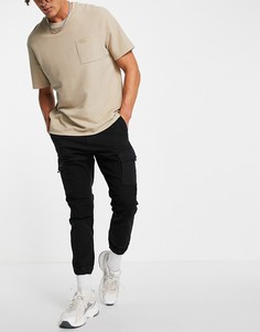 Черные брюки карго с поясом Bershka-Черный цвет