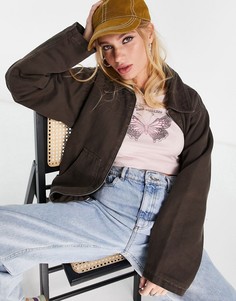 Коричневая oversized-куртка на молнии Topshop-Коричневый цвет