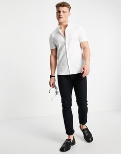 Белая оксфордская рубашка облегающего кроя с короткими рукавами New Look-Белый