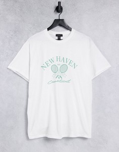 Белая oversize-футболка с принтом "New Haven" New Look-Белый