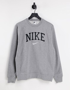 Флисовый oversized-свитшот в стиле унисекс серого цвета с винтажным логотипом Nike Unisex Vintage-Серый