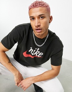 Выбеленная черная футболка с логотипом Nike Heritage Essentials-Черный цвет