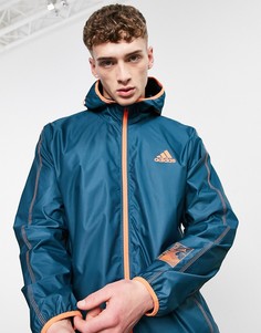 Бирюзовая куртка на молнии с капюшоном adidas Training Sportforia-Голубой