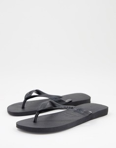 Черные шлепанцы с классическими ремешками Havaianas-Черный цвет