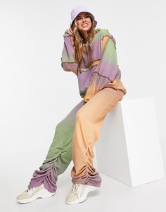 Легкие трикотажные брюки с широкими штанинами, эффектом омбре и сборками Jaded London-Многоцветный