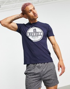 Черная футболка с круглым вырезом и круглым логотипом Russell Athletic-Черный цвет