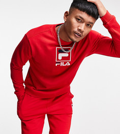 Красный свитшот с крупным прямоугольным логотипом Fila – эксклюзивно для ASOS