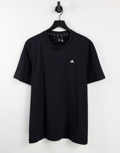 Черная футболка для дома с маленьким логотипом adidas Training-Черный цвет