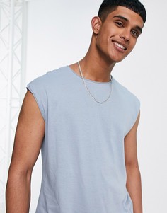 Футболка с необработанными краями приглушенного голубого цвета без рукавов Brave Soul-Голубой