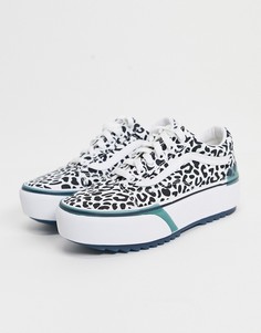 Многоцветные кроссовки с леопардовым принтом и флуоресцентной отделкой Vans Old Skool Stacked-Многоцветный