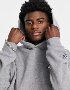 Серый флисовый худи без застежки Nike Jordan
