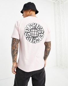 Розовая футболка с принтом на спине Dickies Globe-Розовый цвет