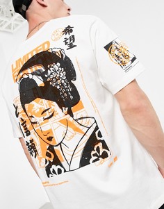 Футболка с принтом в стиле манги на спине Bershka-Фиолетовый цвет