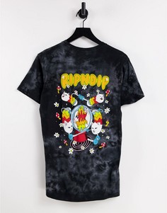 Черная футболка с эффектом тай-дай и космическим принтом RIPNDIP-Черный цвет