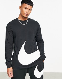 Черный лонгслив с логотипом Nike Swoosh-Черный цвет