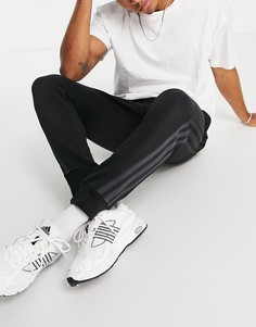 Черные джоггеры с тремя полосками adidas-Черный цвет