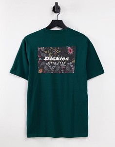 Хвойно-зеленая футболка с принтом на спине Dickies Reworked-Зеленый цвет