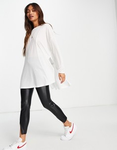 Белый лонгслив в рубчик ASOS DESIGN