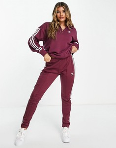 Малиновые спортивные штаны с тремя полосками adidas Originals Adicolor-Розовый цвет