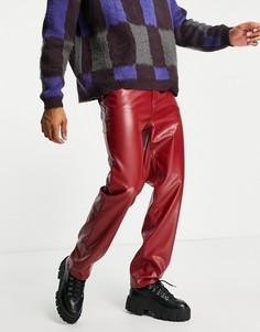 Красные джинсы в винтажном стиле из искусственной кожи ASOS DESIGN-Красный
