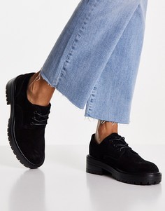 Черные замшевые туфли на шнуровке Topshop Leon-Черный цвет
