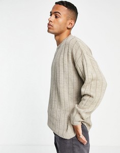 Бежевый oversized-джемпер в рубчик ASOS DESIGN-Светло-бежевый цвет