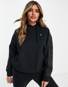 Черный худи с тремя однотонными полосками adidas Originals-Розовый цвет