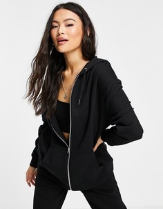 Черный oversized-худи на молнии ASOS DESIGN-Черный цвет