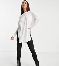 Белый лонгслив в рубчик с разрезами по бокам ASOS DESIGN Tall