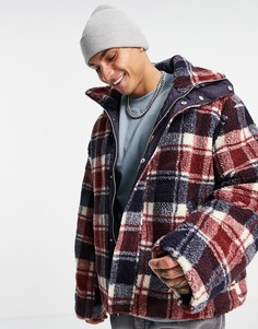 Oversized-куртка в клетку красного и темно-синего цвета ASOS DESIGN-Темно-синий