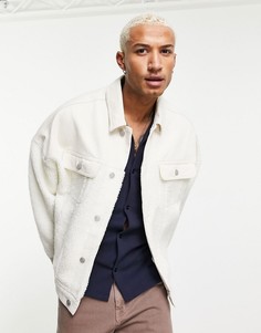 Белая джинсовая куртка в стиле oversized со вставками из искусственного меха ASOS DESIGN-Белый