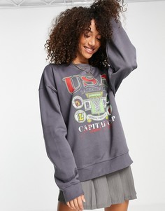 Темно-серый свитшот с баскетбольным принтом USA Topshop