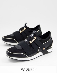 Черные беговые кроссовки для широкой стопы без застежки River Island-Черный цвет