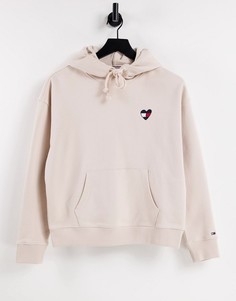 Бежевый худи с логотипом-флагом в форме сердца Tommy Jeans-Светло-бежевый цвет
