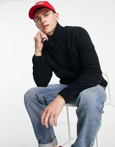 Черный флисовый свитшот с короткой молнией ASOS DESIGN-Черный цвет