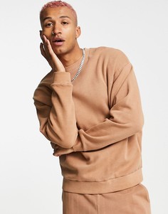 Коричневый выбеленный свитшот в стиле oversized (от комплекта) ASOS DESIGN-Коричневый цвет