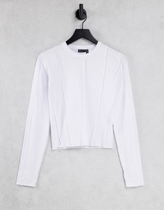 Белый лонгслив с отделкой швами ASOS DESIGN