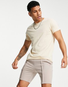 Футболка песочного цвета с необработанными краями Brave Soul-Светло-бежевый