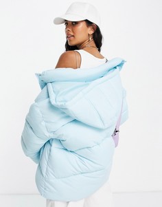 Голубой oversized-пуховик со вставками и капюшоном ASOS DESIGN Hero