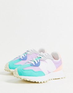 Розово-голубые кроссовки New Balance 327-Розовый цвет