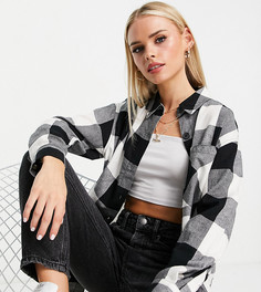Черная oversized-рубашка в клетку New Look Petite-Черный цвет