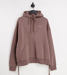 Коричневый oversized-худи с присборенной деталью на затягивающихся шнурках от комплекта COLLUSION Unisex-Коричневый цвет
