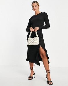 Черное платье миди с оборками Vero Moda-Черный цвет